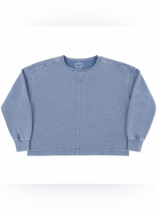 aerie Tops - Aerie Washed Dusty Blue Oversized Exposed Seam Crewneck Sweatshirt 100% Cotton M